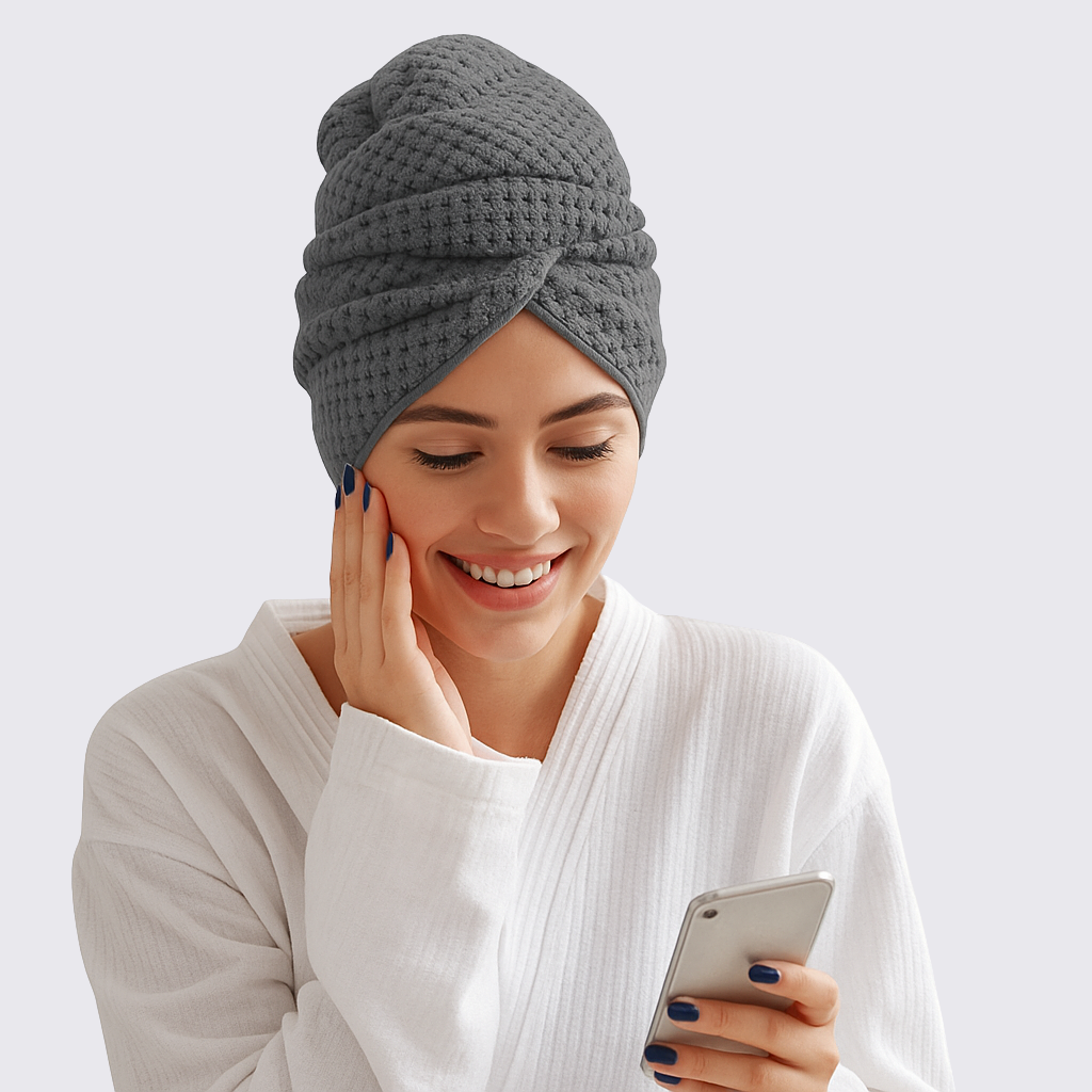 Microfiber Hair Towel Grey